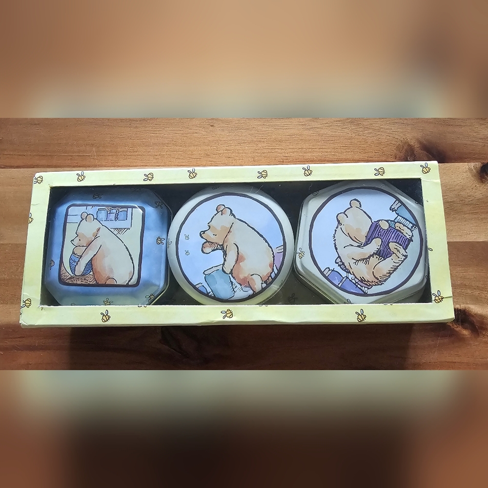 Vintage Classic Pooh 3 Scented Candle Reusable Tins Set